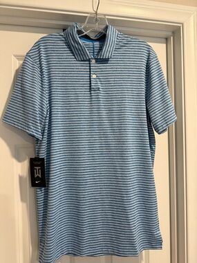 Nike Tiger Woods Men’s Light Blue & White Striped Polo Shirt